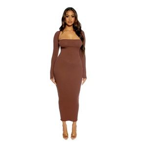 Naked Wardrobe Straight Ribbed MIDI Dress